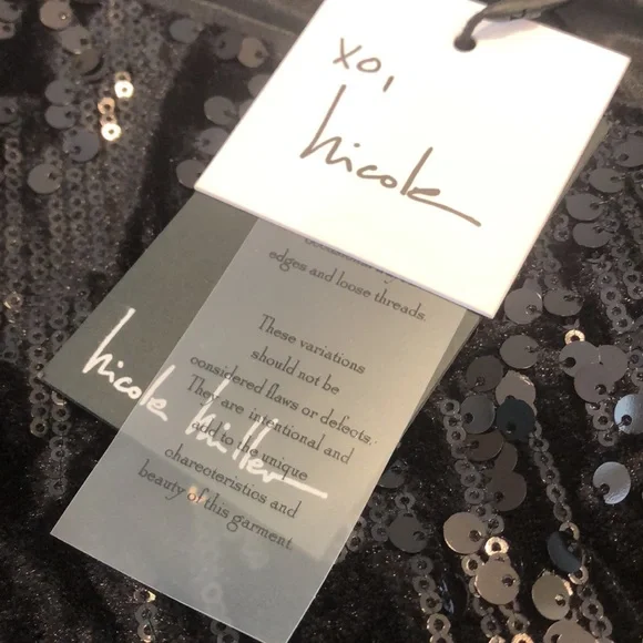 Nicole Miller Elegant Sequined Black midi Dress single shoulder strap size 12 - Picture 7 of 11